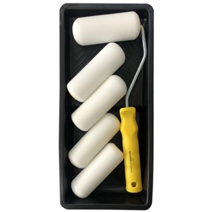 BULLDOZER 4" Paint Roller and Tray Set with 5 Foam